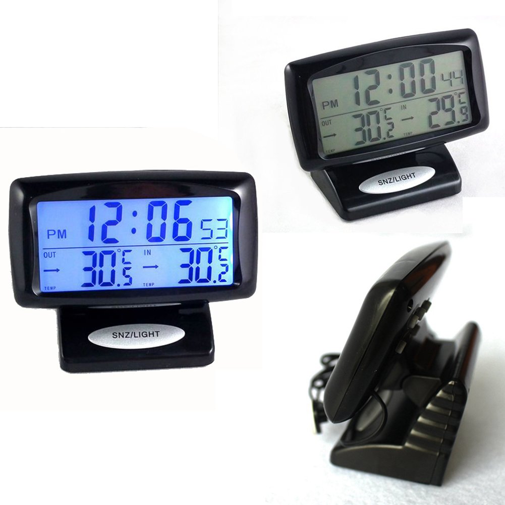 Kit 2 en 1 pour voiture - Horloge électronique LED - Thermomètre intérieur et extérieur - Double outil de mesure de la température