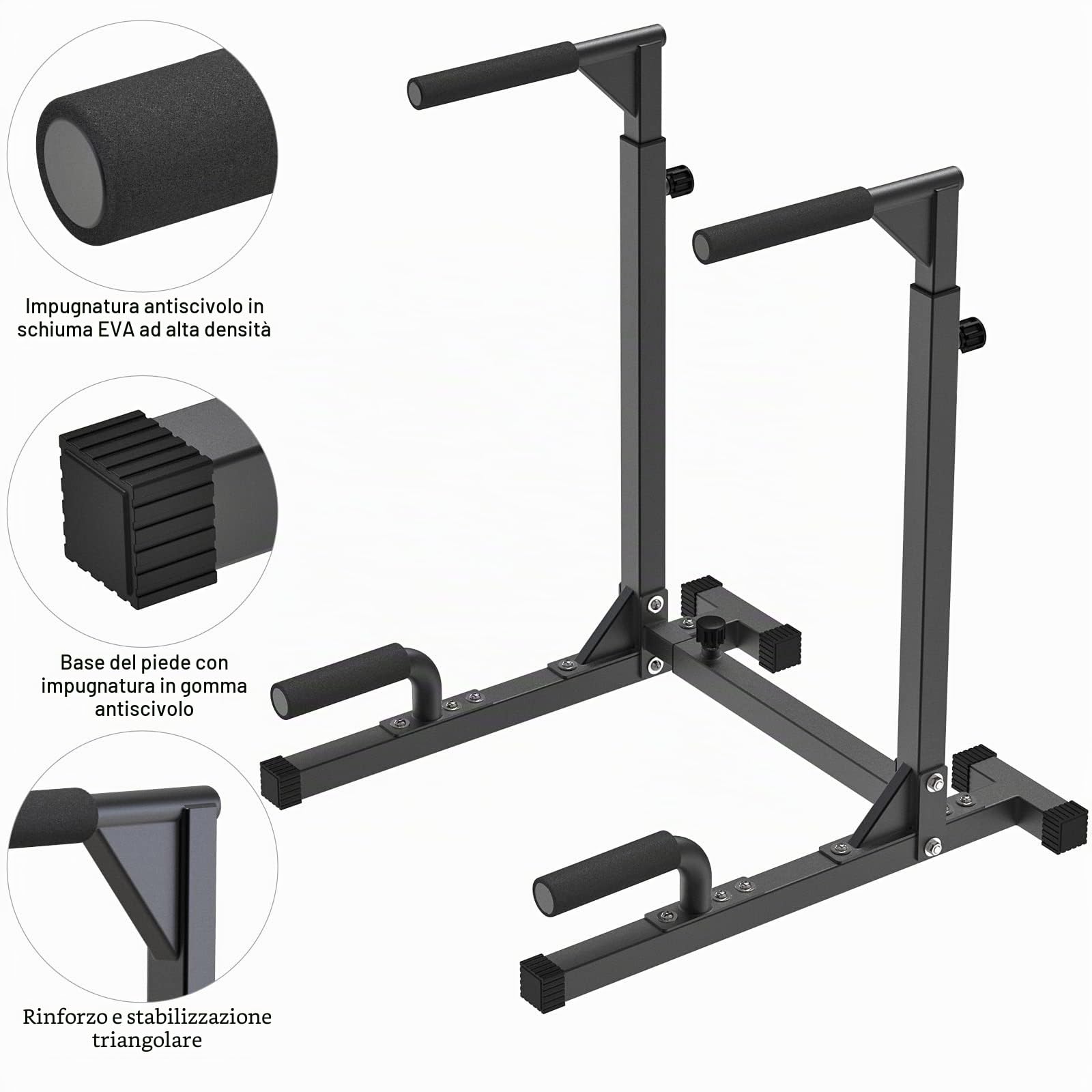 SELEWARE Barra per dip resistente, regolabile in larghezza e altezza, attrezzatura per fitness a casa, palestra, supporto multifunzionale per allenamento della forza con barra