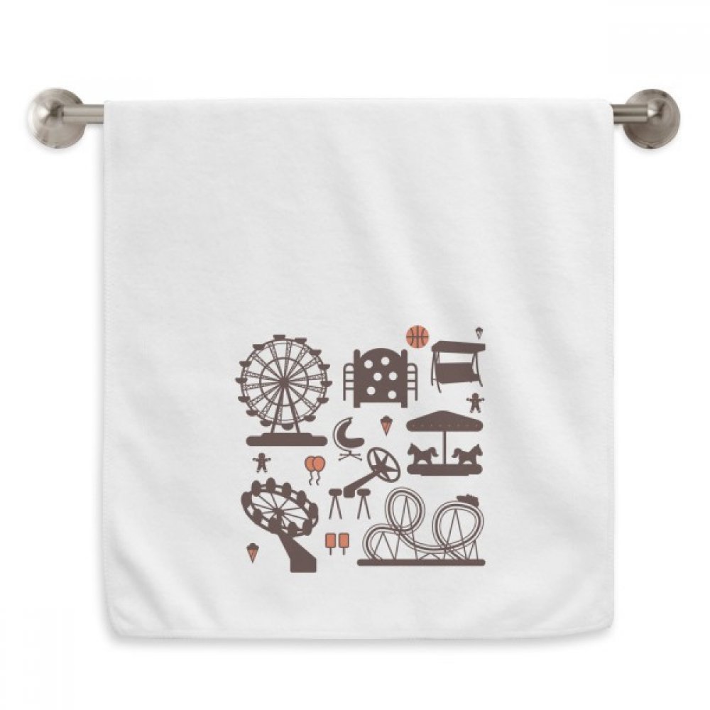 Serviette de toilette motif parc d'attractions blanc 13x29 pouces linge
