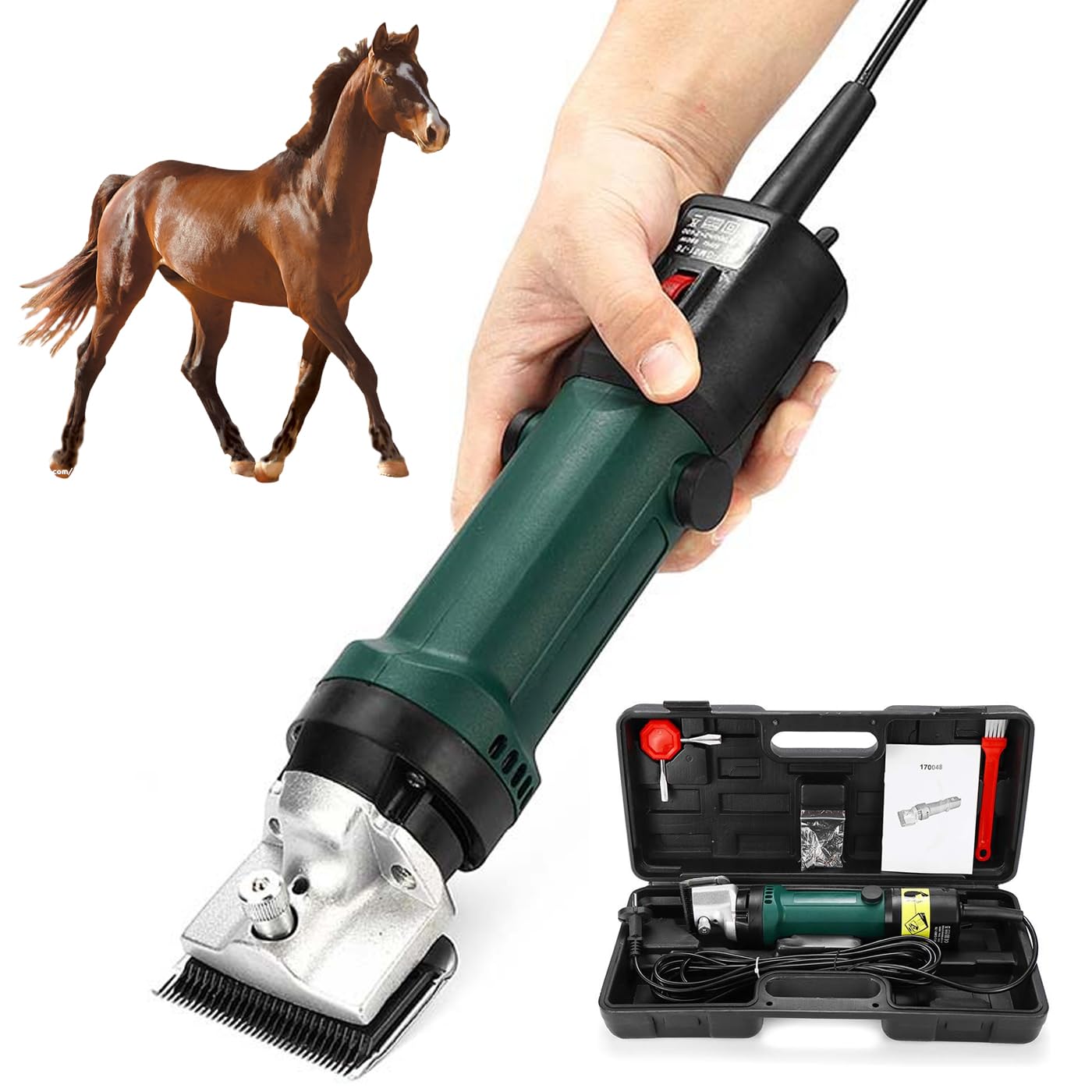 Cortapelos eléctricos para Caballos, Tijeras equinas eléctricas de 690 W con Ajuste de 6 velocidades, tensión de Hoja Ajustable, Recortadora equina de Pelo de Caballo 2400r/min para Mascotas, Abrigos