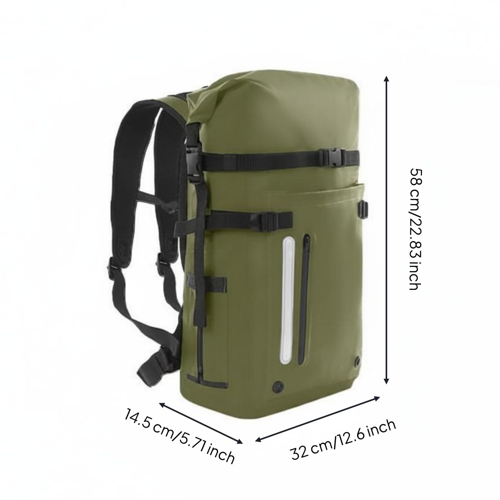 Zaino a Secco e Bagnato Resistente Zaino Impermeabile Traspirante Attrezzatura Outdoor per Subacquei, Viaggio, Verde, Verde Militare, 30L