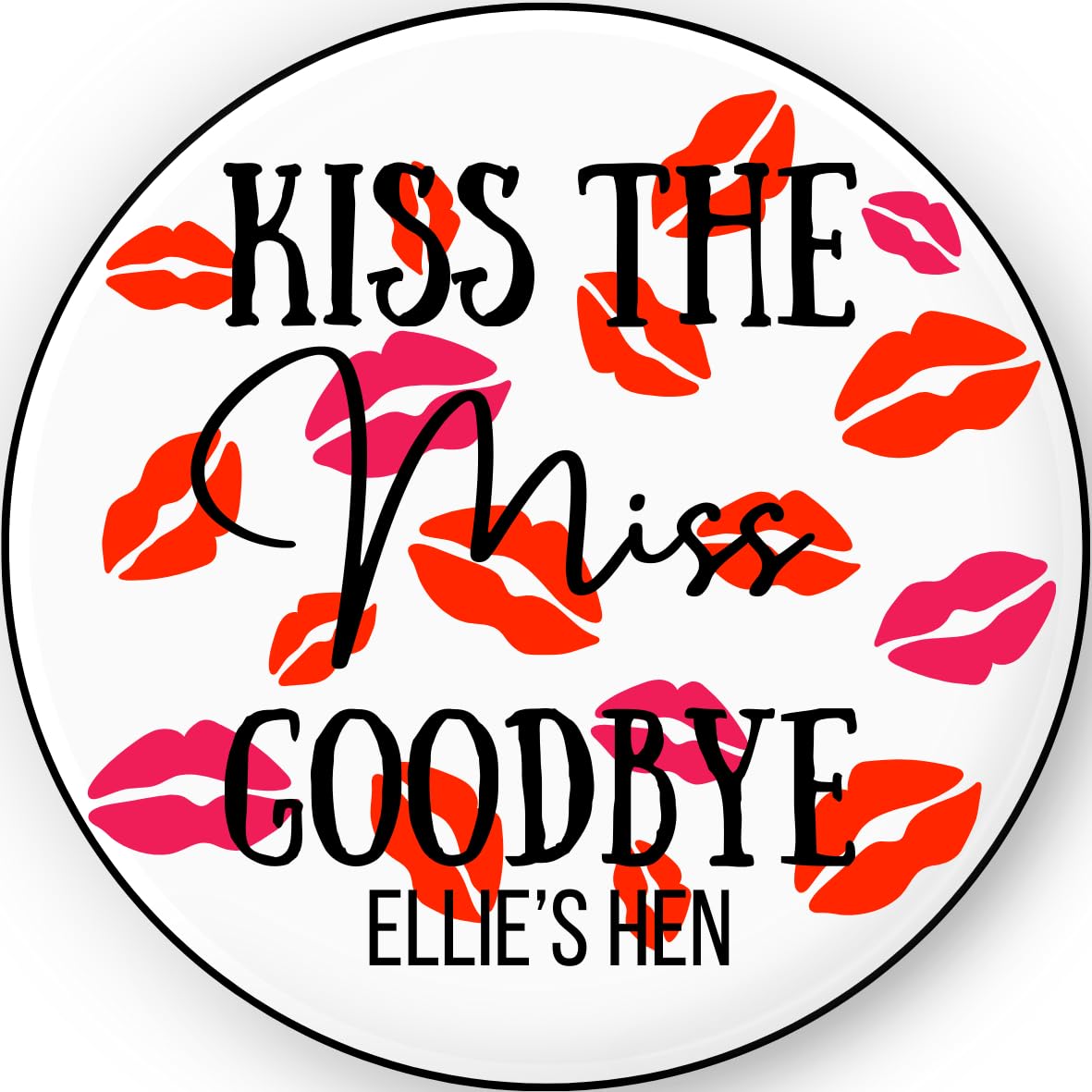 Personalised Hen Do Wedding Design Adhesive Glossy Stickers - 1 Sheet (Kiss The Miss, 15 x 2 Inch)