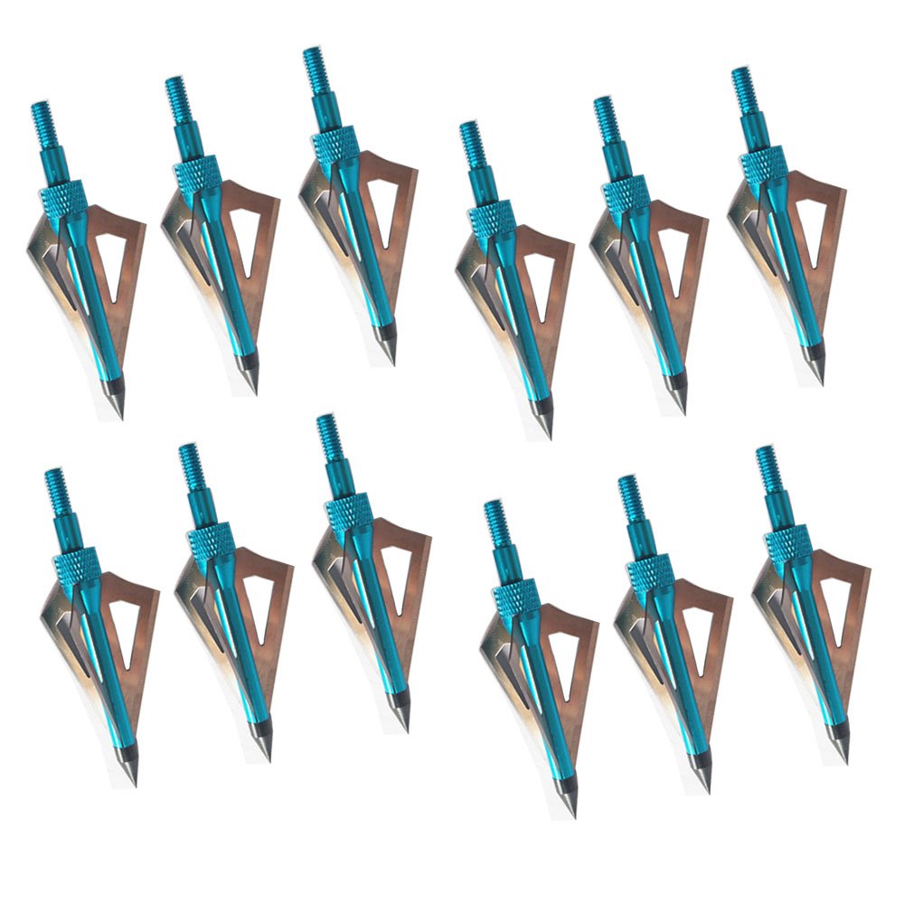 12pack Archery Broadheads Arrowheads Hunting 100Grain Outdoor Sports Target Practice Shooting Compound Bow and Crossbow