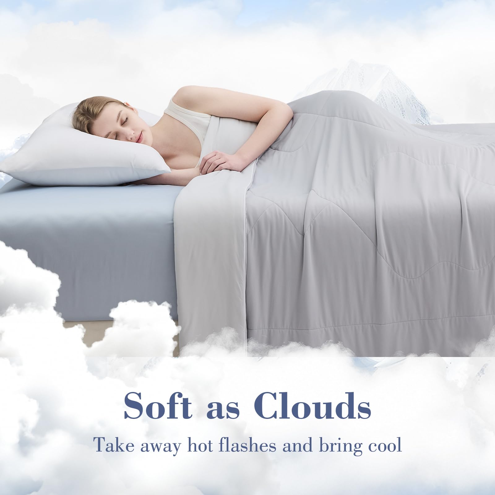 EMME Koc chłodzący letni koc chłodzący - 135 x 210 cm dwustronny koc chłodzący Arc-Chill Q-Max > 0,45 kołdra chłodząca cienka kołdra chłodzący koc przytulny koc szary