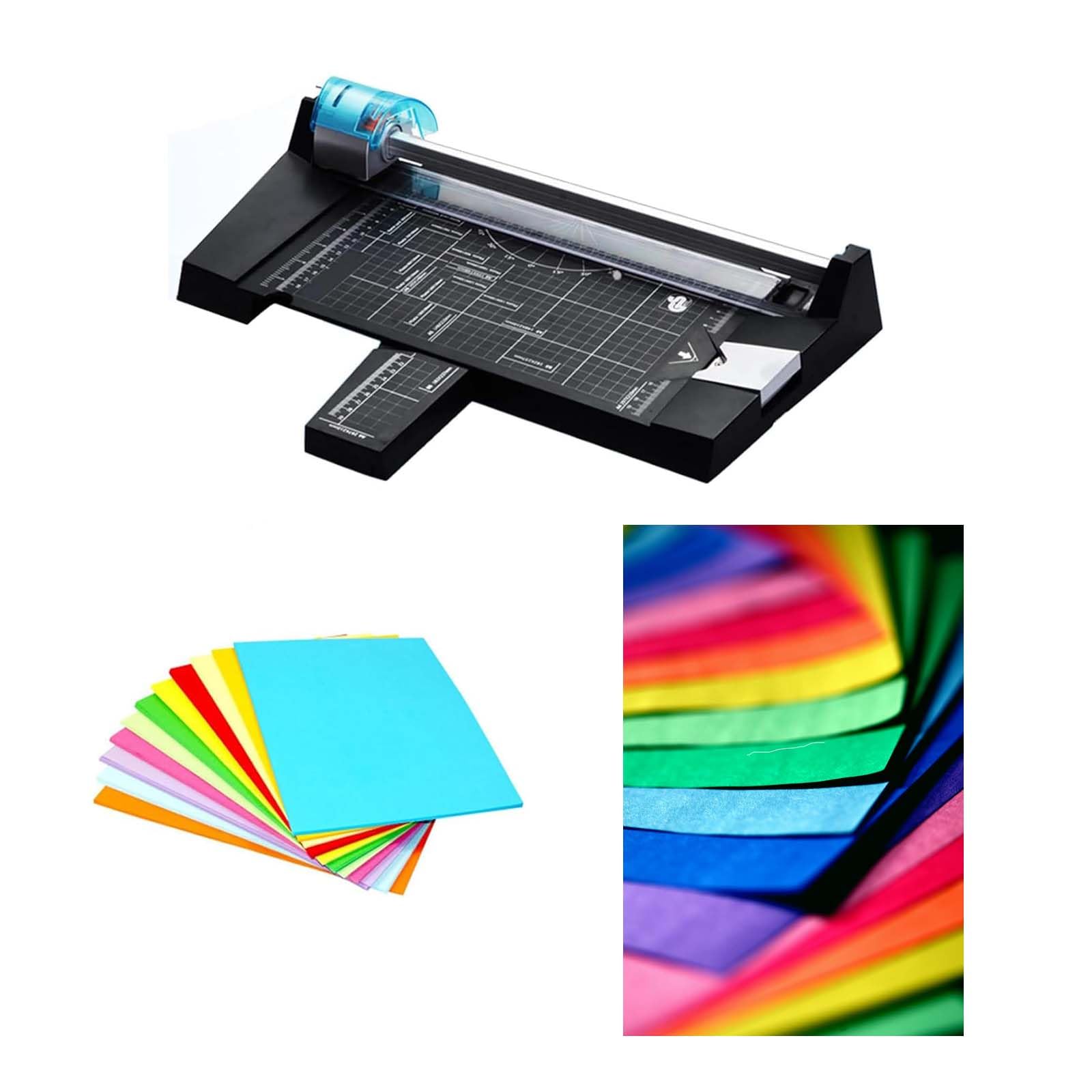 Taglierina rotante resistente – Strumento 5 in 1 con lame multiple per scrapbooking, taglierina di precisione per foto, biglietti e documenti