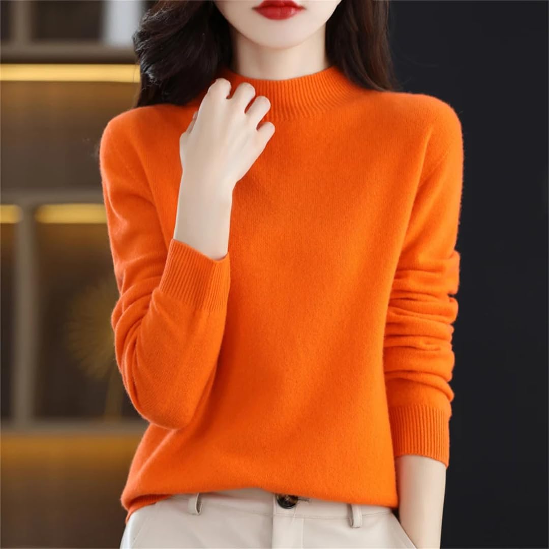 Maglione da donna in lana merino, a collo alto, lavorato a maglia, invernale, caldo, a maniche lunghe