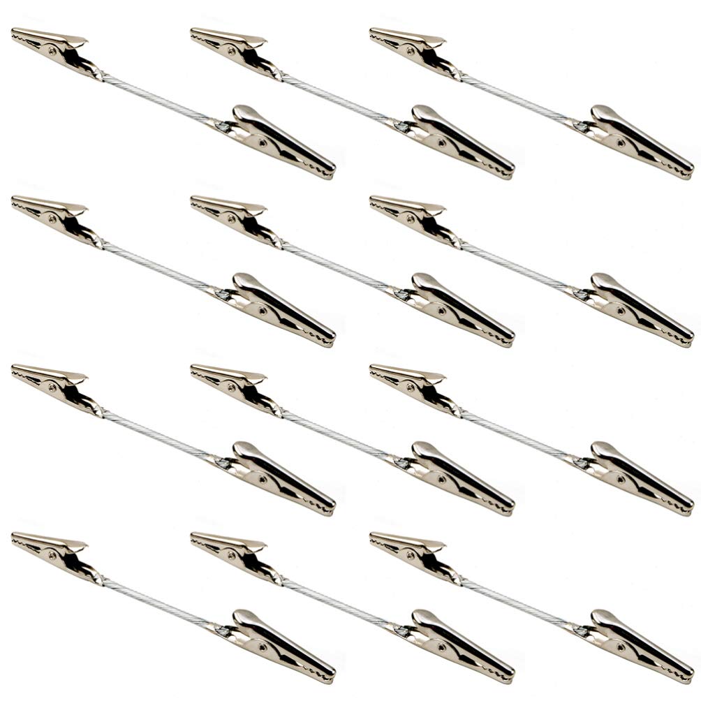 EXCEART 12Pcs Metal Wire Alligator Clamp Long- Tailed Crocodile Clips with Double Heads Clip Clasp for DIY Card Holding Photo Standing Decoration Accessories
