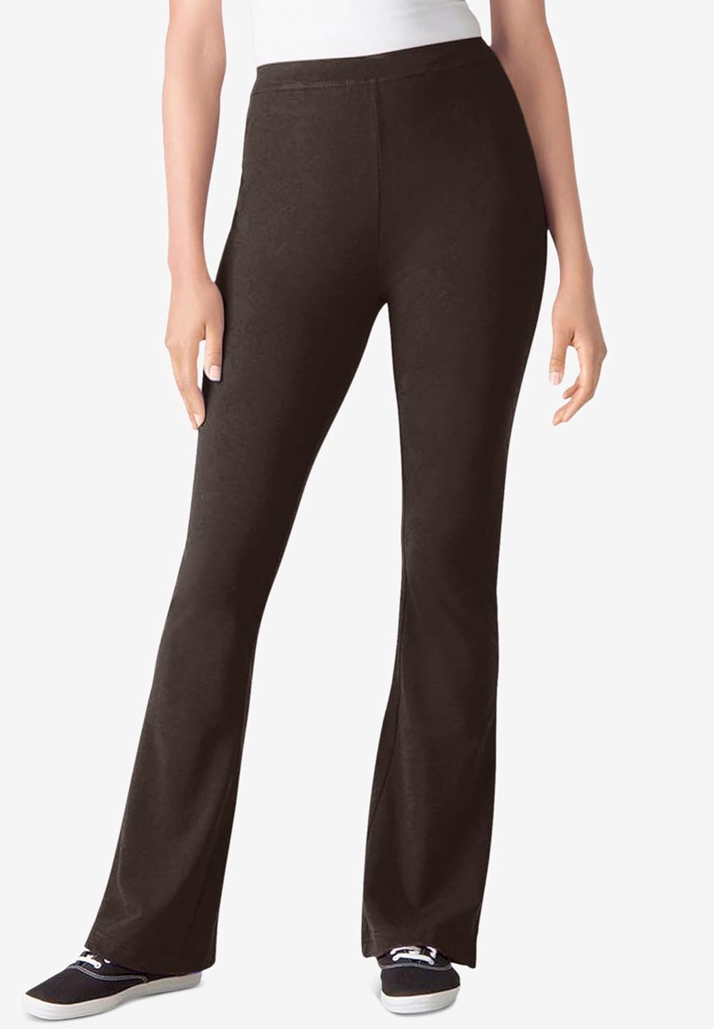 Woman Within Plus Size Stretch-Cotton Knit Pull-On Bootcut Leggings