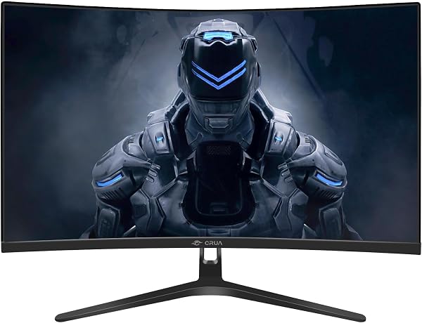 CRUA CRUA 27" Curved Gaming Monitor, FHD 1920x1080P, 144Hz/180Hz Computer Monitor, 1800R VA Screen, 120% sRGB, AMD FreeSync, HDMI & DP, Wall Mount Install- Black in use