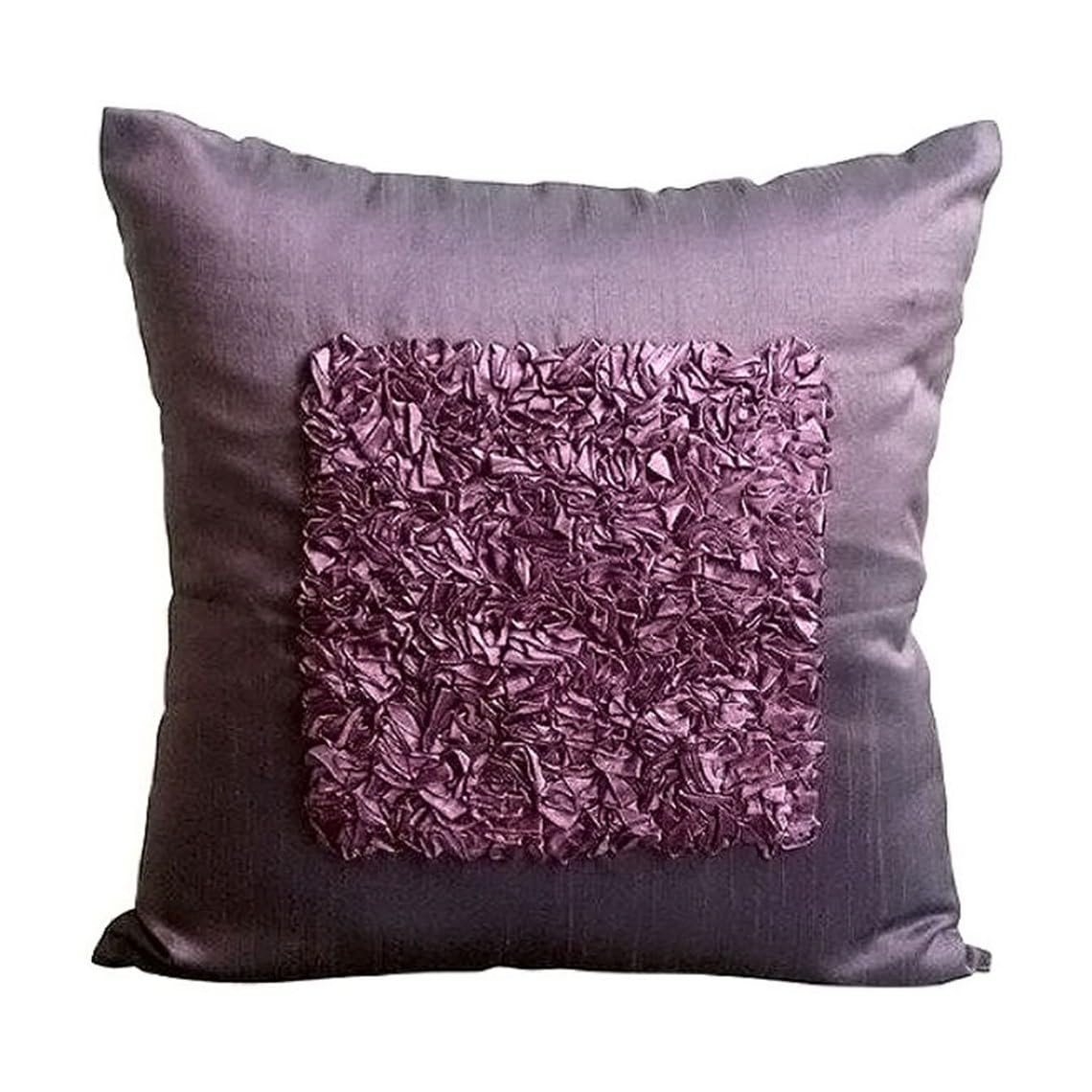 The HomeCentric Plum Cushion Shams, Textured Ribbon Centered Cushion Shams, 60x60 cm (24x24 inch) Cushion Shams, Silk Cushion Shams, Modern Cushion Shams, Geometric Pillow - Plum Vintage Love โ image 1