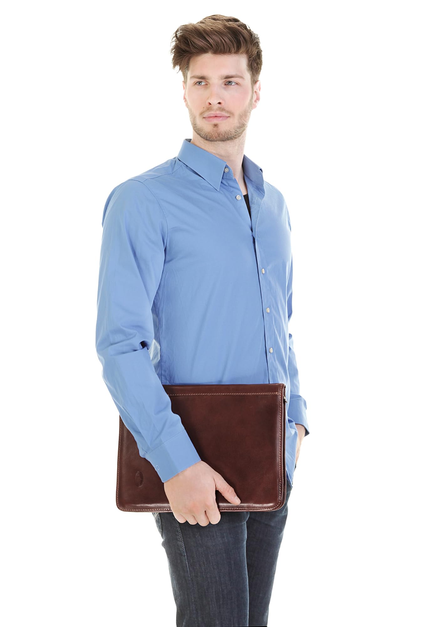PIKÉ Konferenzmappe Echt Leder Herren Made in Italy Aktentasche | Ledertasche für A4 Unterlagen | Business Dokumentenmappe