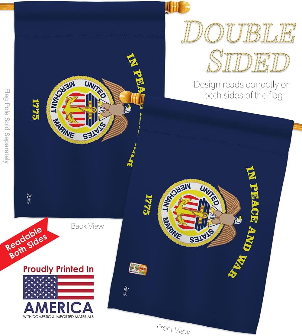 Merchant Marine House Flag Set Armed Forces Corps USMC Semper Fi United State American Military Veteran Retire Official Small Decorative Gift Yard Banner Double-Sided Made In USA 28 X 40