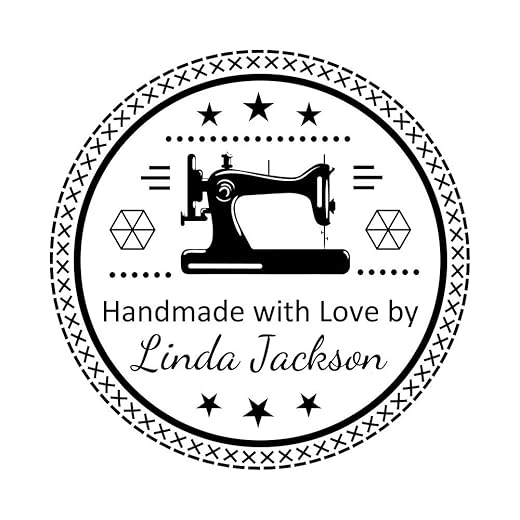 Self Inking Handmade with Love by Stamp Custom Sewing Machine lOGO Design Rubber Stamper Personalized Five Pointed Star Pattern Craft Stamps