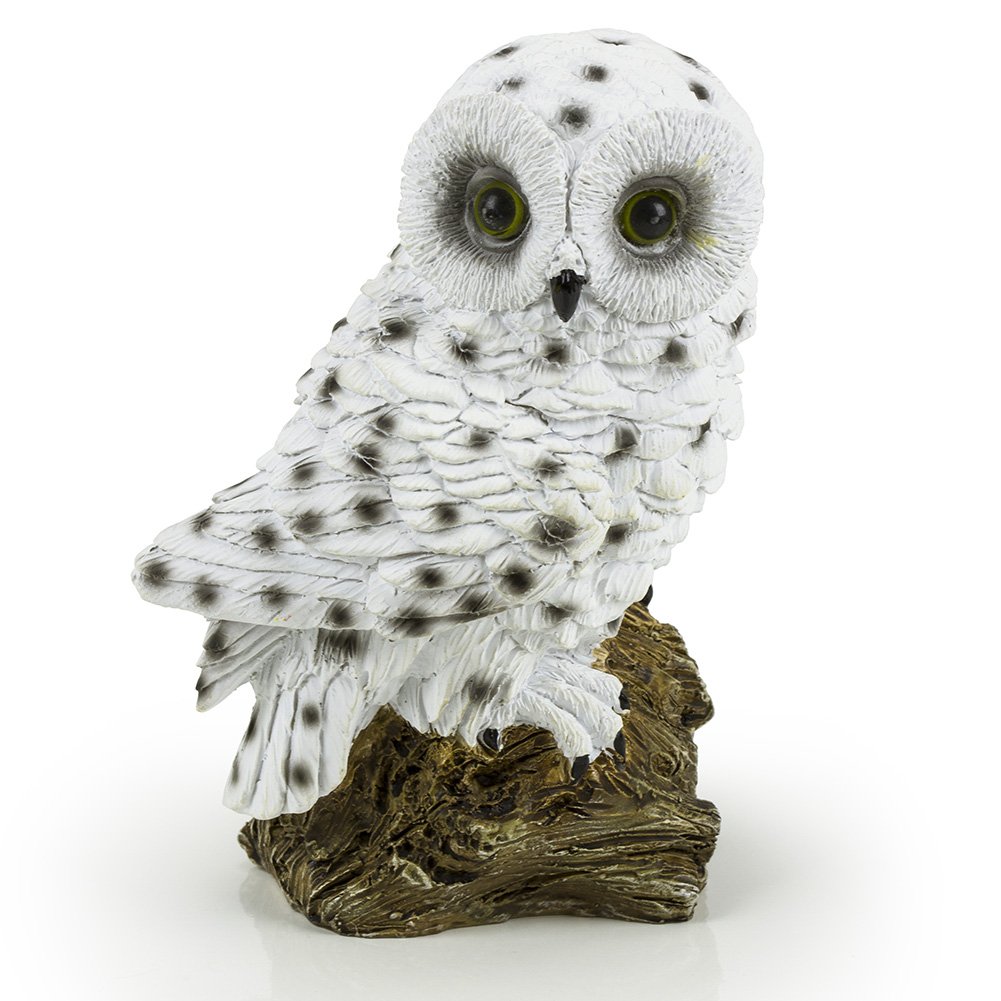 Dawhud Direct Owl Solar Light for Home and Outdoor Decor Owl Solar Powered Flickering LED Garden Light Backyard Owl Fairy Decoration Backyard Nocturnal Decoration