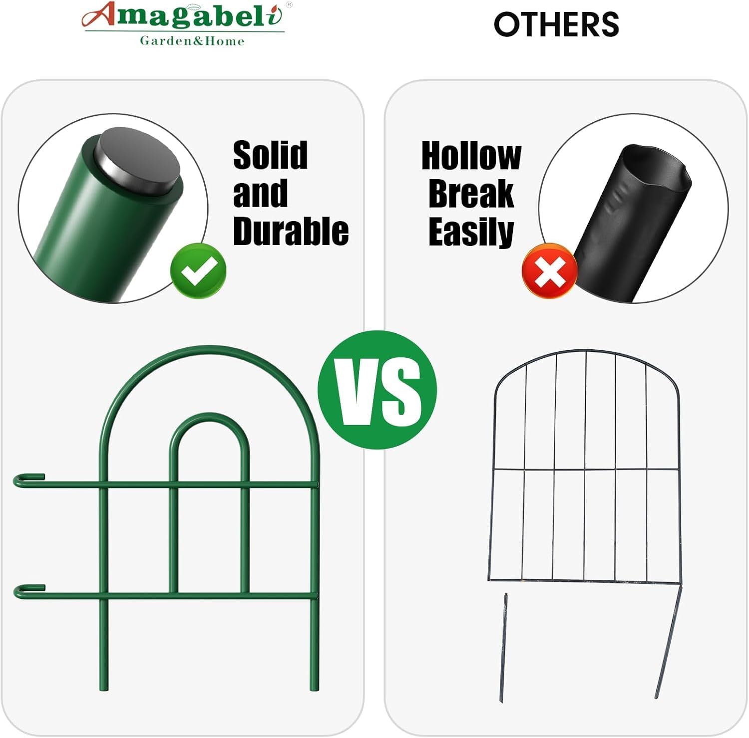 AMAGABELI GARDEN & HOME Amagabeli Decorative Garden Fence 18 in x 50 ft Rustproof Green Iron Landscape Wire Folding Fencing Ornamental Panel Border Edge Section Edging Patio Flower Bed Animal Barrier