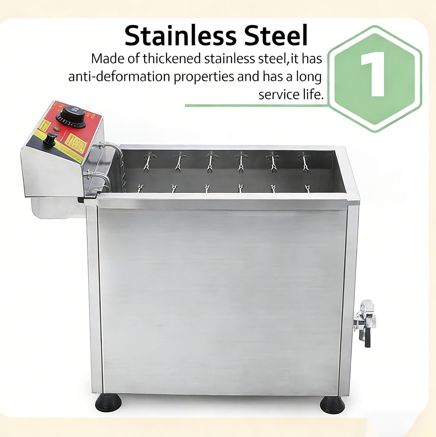 Macchina per Produrre Bastoncini Macchina Hot Dog Commerciale capacità 25 Litri Con 12 Ganc Friggitrice Gas Professionale Friggitrice per Ristorante,Cucina Domestica, Snack Bar