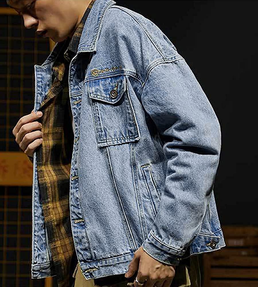 Tomwell Giacca Jeans Uomo Manica Lunga Casual Denim Giubbini Cappotti Oversize Strappata Giacche Giubbotto Uomini Moda Streetwear Autunno Cappotto Leggero Giaccone da Lavoro