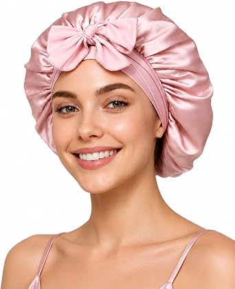 YANIBEST 100% Mulberry Silk Bonnet for Sleeping Women Double Layer Sleep Bonnet with Tie Band, Sleep Cap