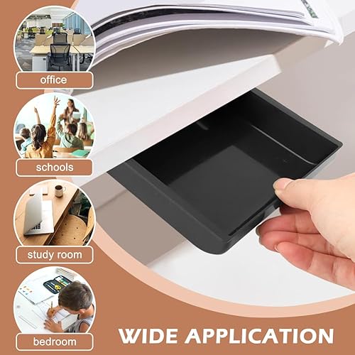 Miniatura 7 de Paquete de 2 organizadores de cajones debajo del escritorio, cajones de almacenamiento debajo del escritorio, accesorio de cajón de escritorio,