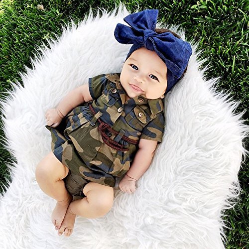 Iwoka Baby Girls Camo-Camouflage Long Sleeve Belt Skirts+Armygreen Shorts Set (Camouflage, 0-6Months) #TOP1