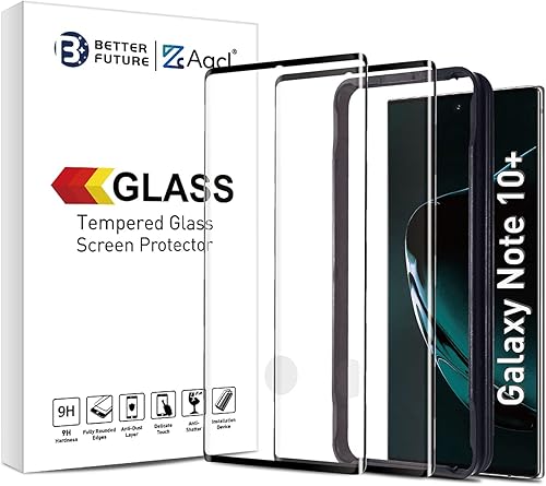 AACL Protector de pantalla para Samsung Galaxy Note 10 Plus, 6.8 pulgadas, vidrio templado curvado, compatible con escáner ultrasónico de huellas