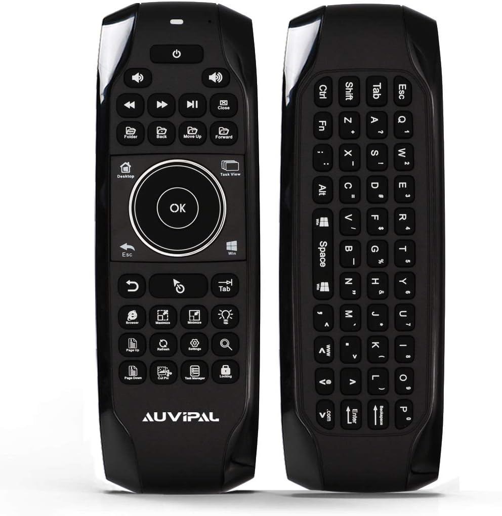 AuviPal G10 Backlit 2.4GHz Wireless Air Mouse Remote with Shortcut Keys, QWERTY Keyboard and Build-in Rechargeable Battery for Windows 10 PC Laptop Tablet Win10 Mini PC Stick HTPC