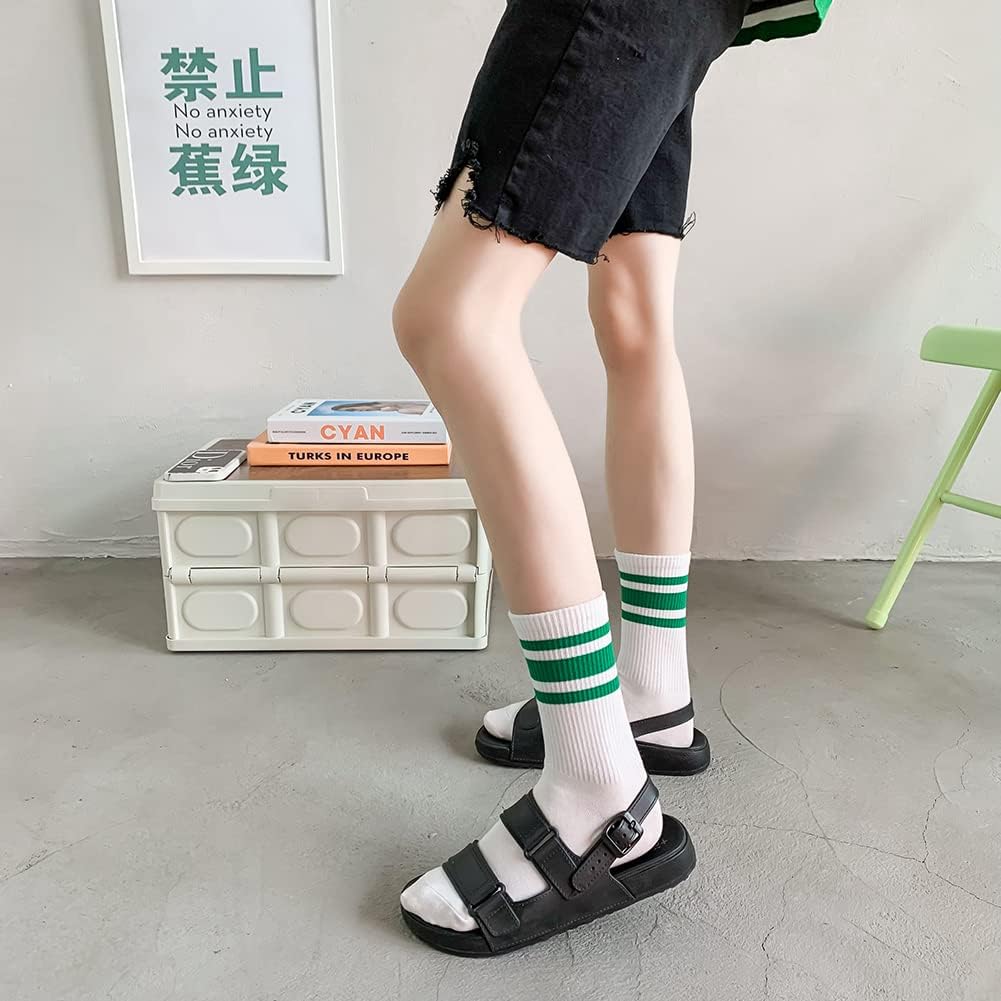 5 Pairs Cute Big C Letter Crew Socks Sports,Casual,Striped for Women Socks - Image 2
