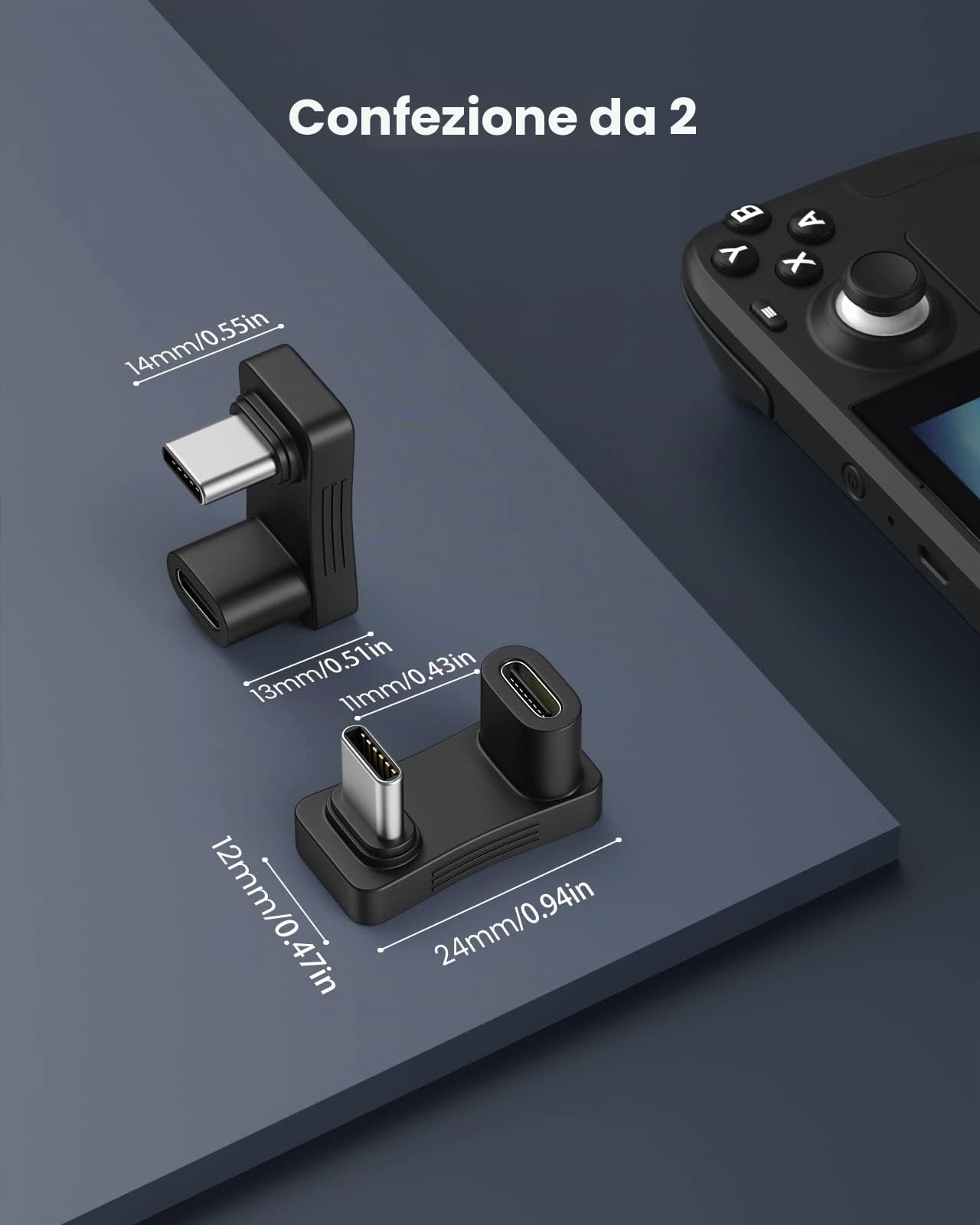 Moko 2 Pezzi Adattatori USB C a USB, 180° Adattatore USB C Maschio a USB-C Femmina a Forma di U, Connettore USB C con Ricarica Rapida per Steam Deck Switch PC Tablet Telefono