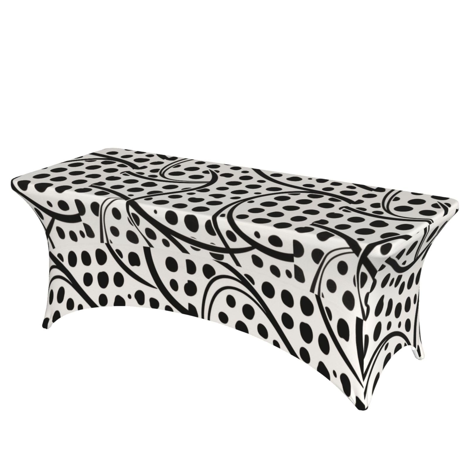 LMNGH Black and White Cow Print Decorative Tablecloth Protector for Wedding, Banquet & Parties6FT Spandex Rectangle Tablecloths, Stretch Washable Table Cloth Wrinkle Free Patio Table Cover