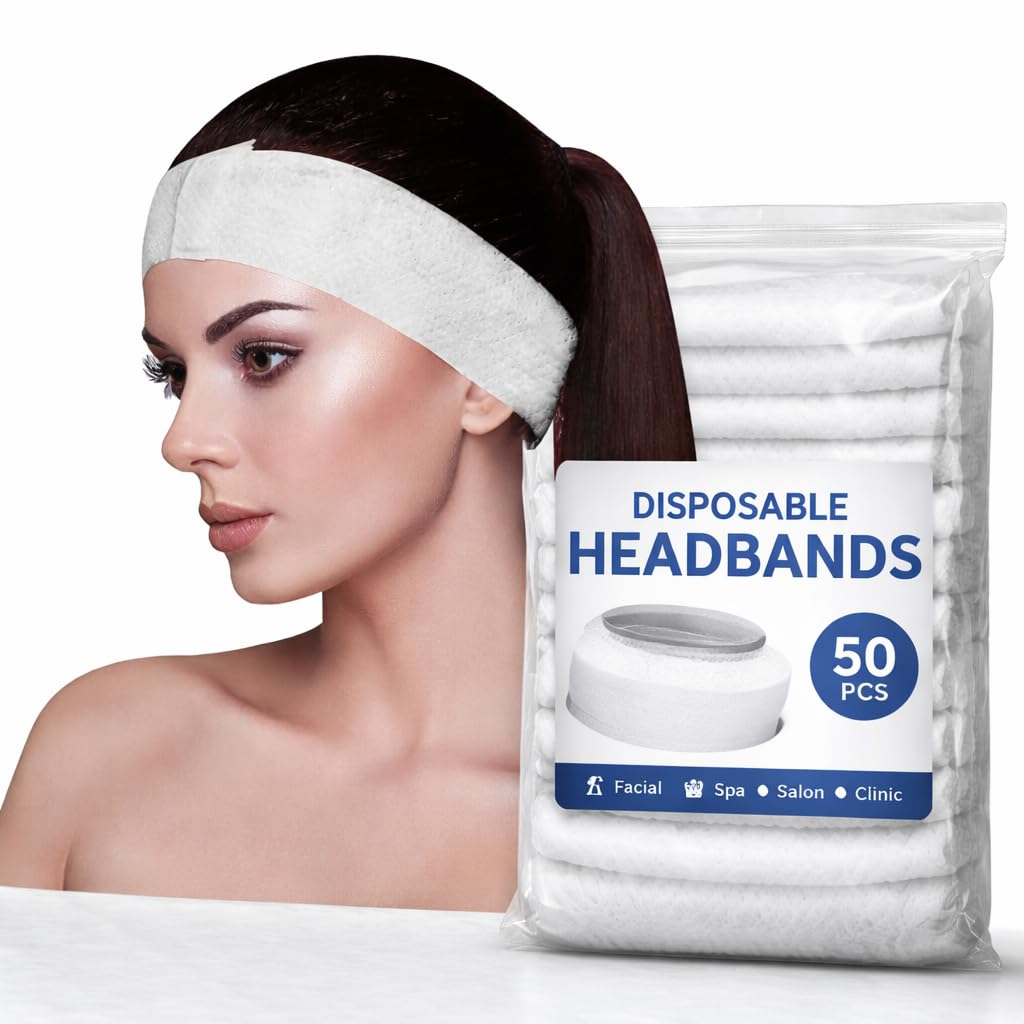 Disposable Headband for Facial & Spa – Soft Stretchable Non-Woven Hair Band for Salon, Spa, Clinic & Hospital Use (White, 50 PCS)-picture-30