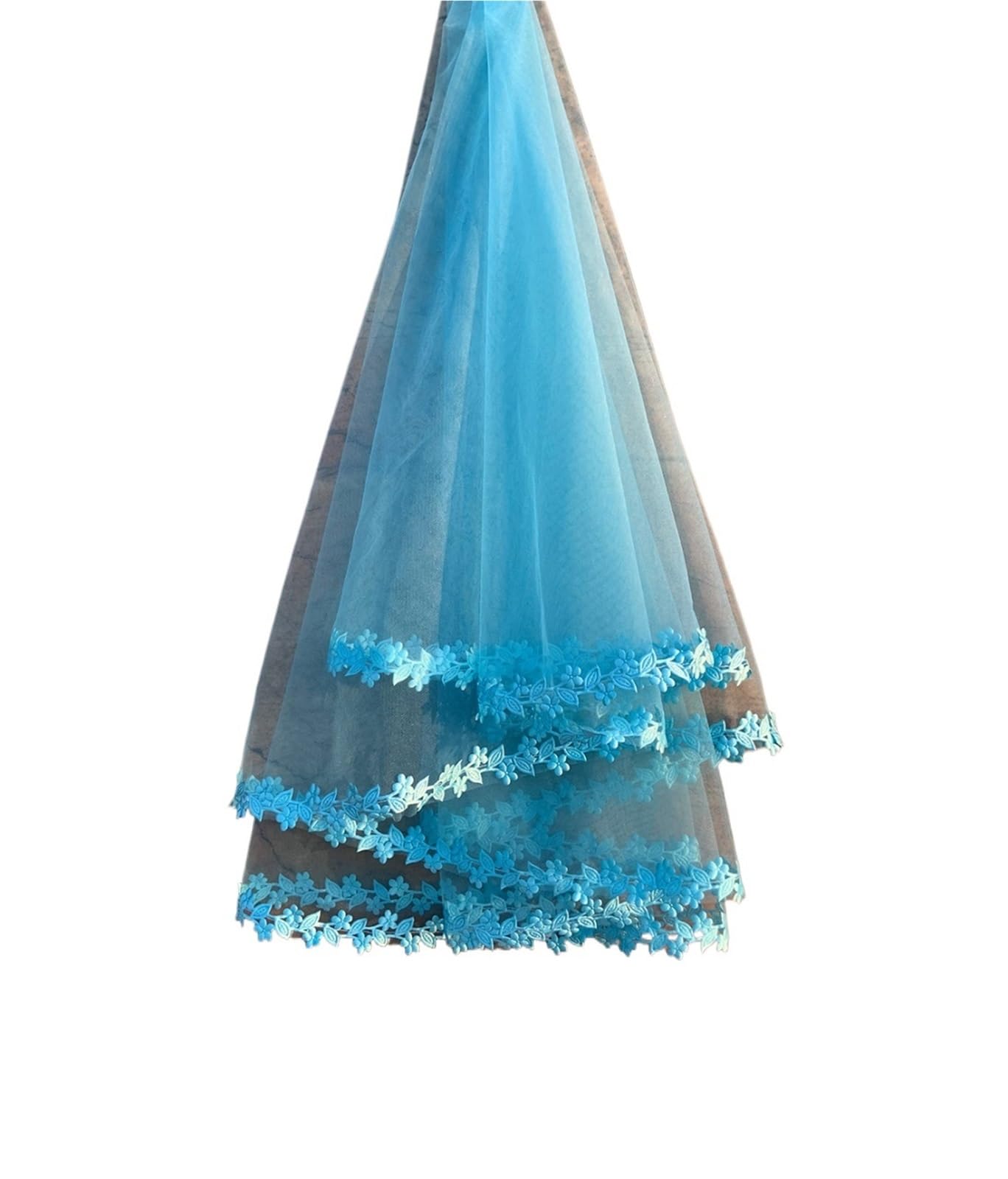 ZXGRfdefa gauze headscarf, Cathedral Wedding Veil 10 Colors White Pink Purple Black Ivory(Blue,200cm)