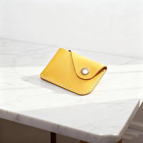 Miniatura 14 de Cartera organizadora de tarjetas de bolsillo frontal cosida a mano minimalista de cuero genuino para tarjetas, billetera con tarjetero pequeño, Negro