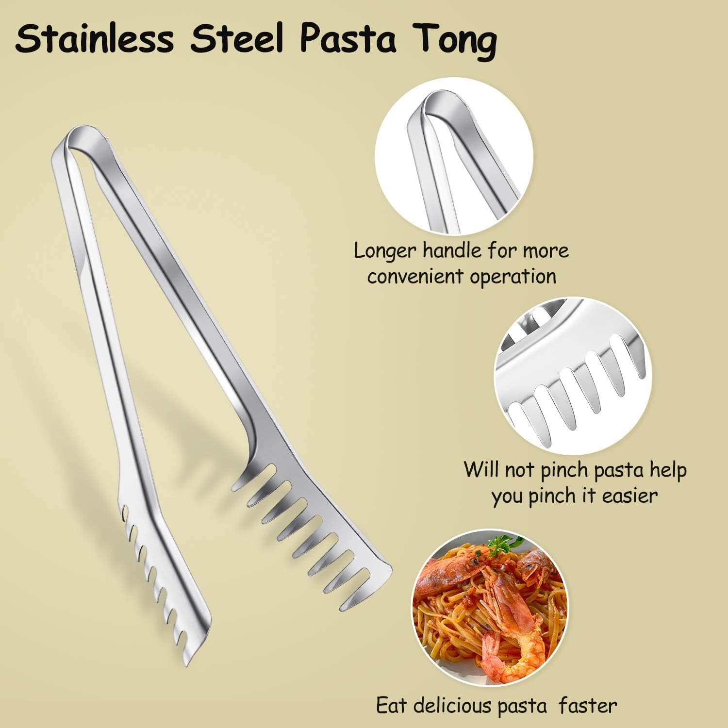 Pinza Per Spaghetti In Acciaio Inox 24cm: Perfetta Per Servire Pasta, Insalate E Grigliate