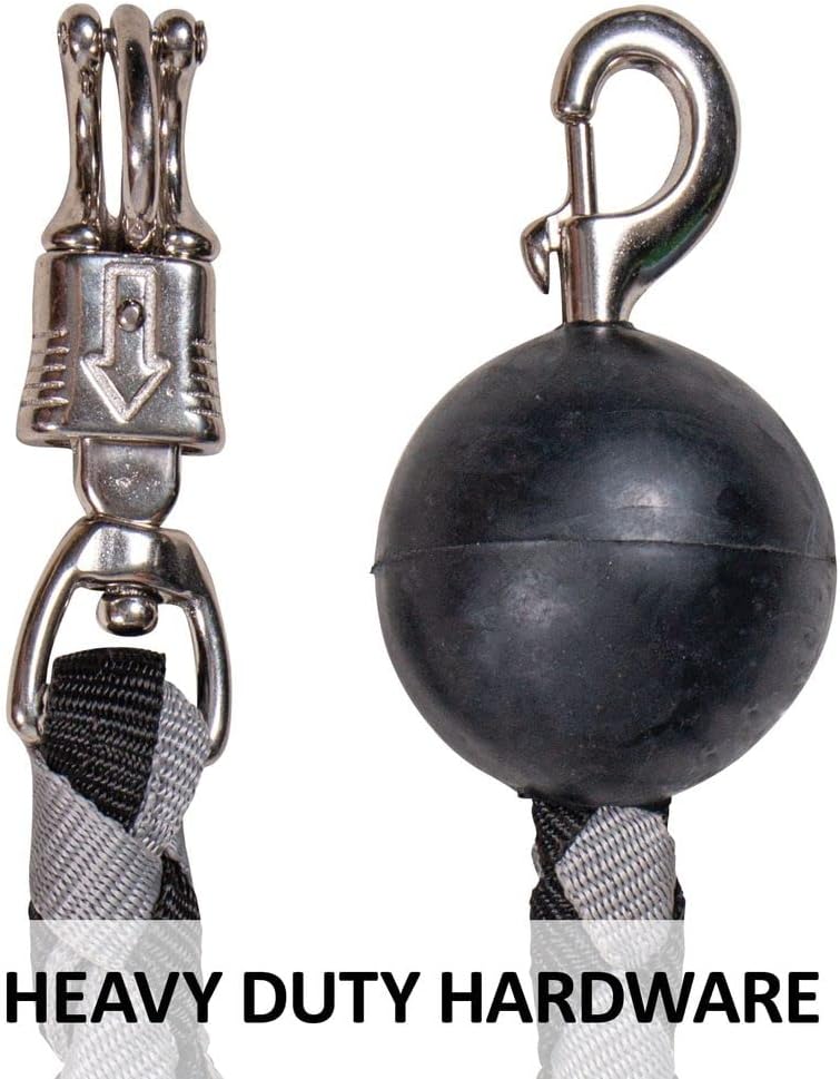 Dura-Tech QuietGuard Adjustable Rope Cross Tie | Quieter and Safer Cross Tie | Solid Rubber Ball End | Difficult for Horses to Chew | Protects Walls from Marks | Adjustable Length