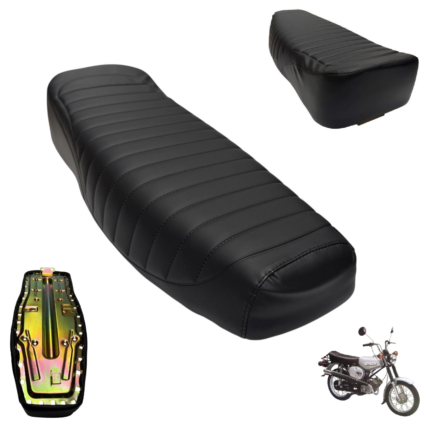SITZBANK SATTEL MOPED (2-Sitzer) IN SCHWARZ - OBERFLÄCHE STRUKURIERT für SIMSON S50 / S51 / S60 / S70 FAHRZEUGE - STRUKTURIERT