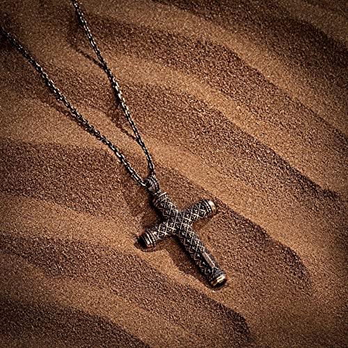 KARMA AND LUCK - Protection Cross - Men's Antique Bronze Black Onyx Necklace. Ready to Gift for Him. Protection Necklace for Him. Length: 23", handmade in Bali.4