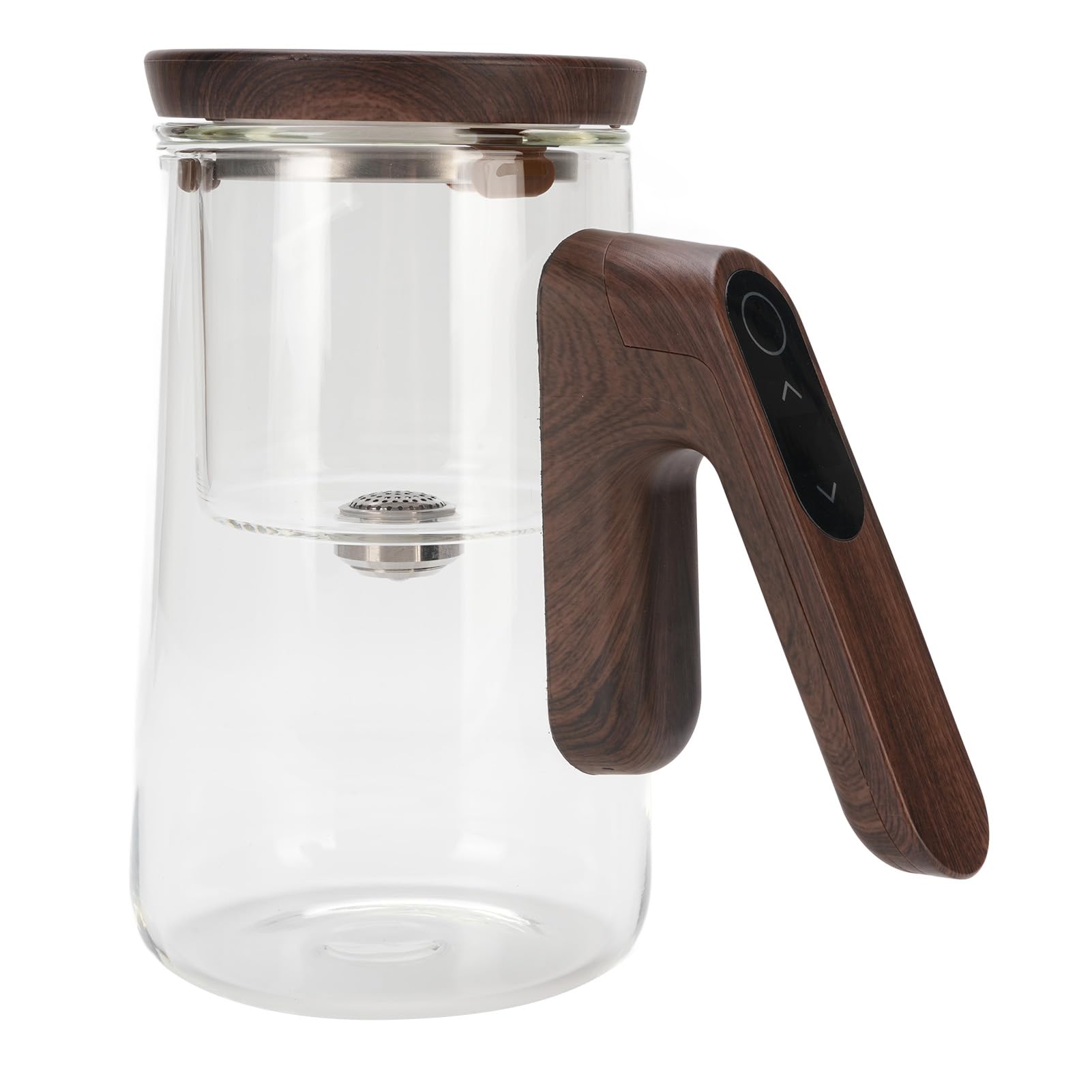 Théière en verre de 800 ml avec séparation magnétique de l'eau, passoire et minuterie pour préparer le thé
