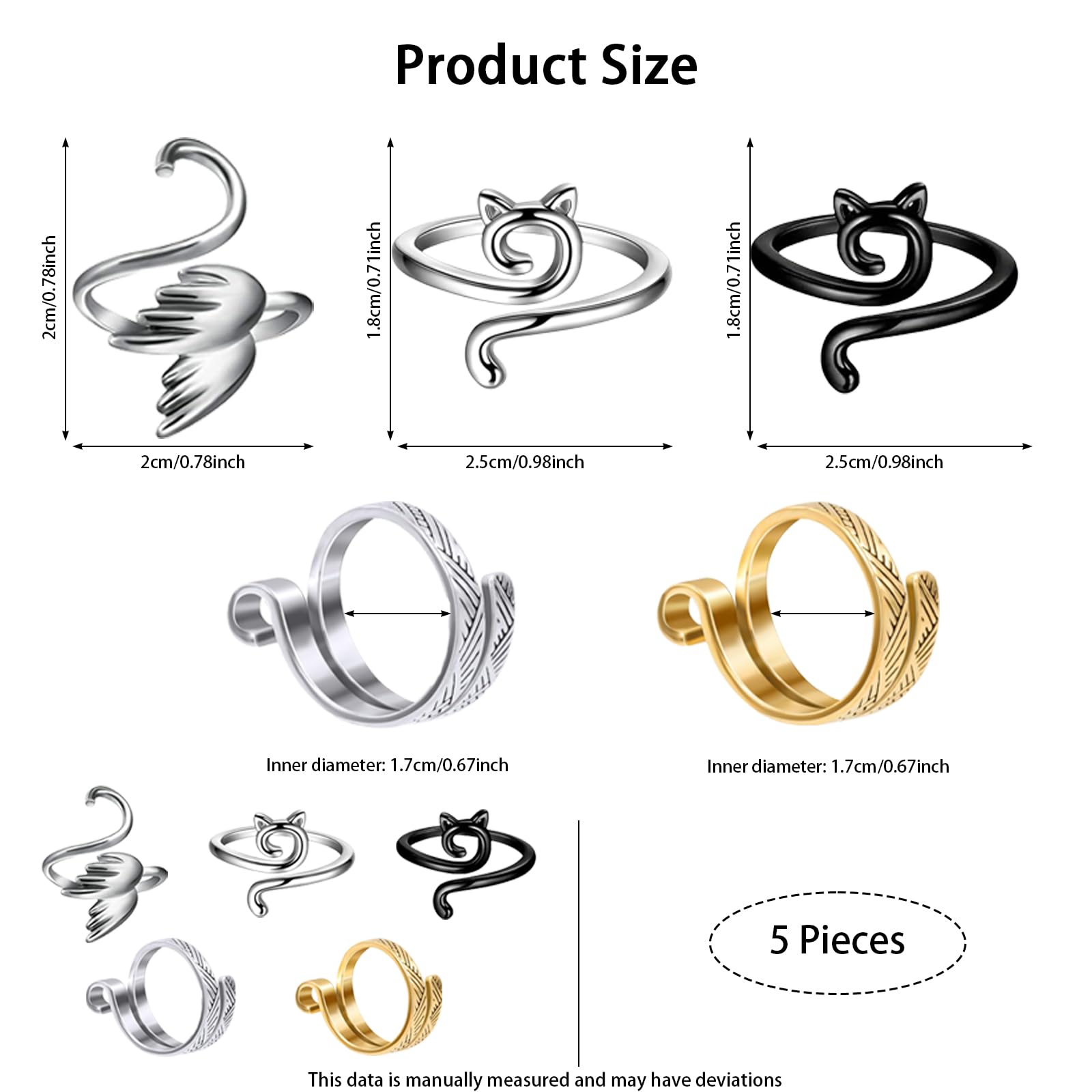 5 Pcs Crochet Ring, Adjustable Crochet Hook, Yarn Tension Rings for Finger Protection, Ideal for Knitting, Fashionable Crochet Accessories,Suitable for DIY Weaving