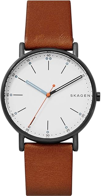 Skagen Men's Signatur Three-Hand Watch, 40mm case size leather strap