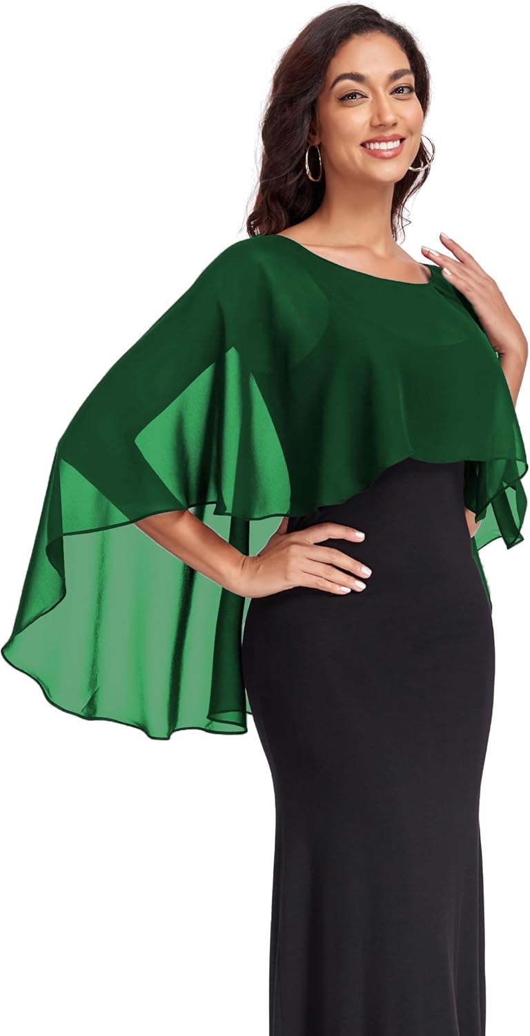 Sheer Shawls and Wraps for Evening Dresses Chiffon Capes for Women Soft Wedding Cover Up - Image 2