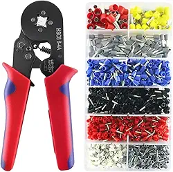 Alicate Crimpar Kit 1200 Peças Ferrules Terminais Fio 0.5-10 mm² Prensa Crimpador Ferramenta Profissional Reparo Elétrico Prático Catraca Ajustável Cabo Ergonômico Revestimento Antiderrapante CLAYMORE