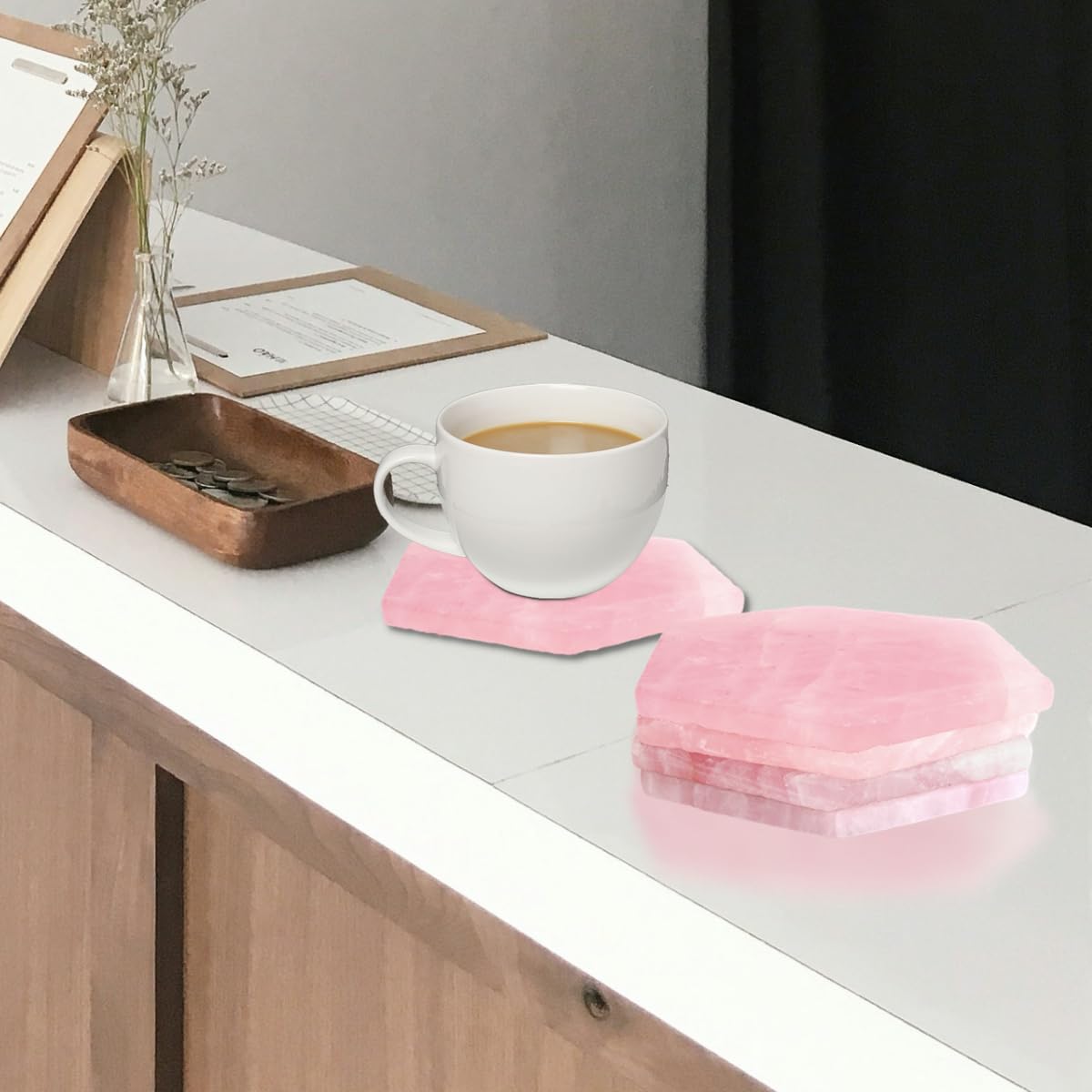 Amazon.co.jp: ローズクォーツコースター六角形 : Home & Kitchen