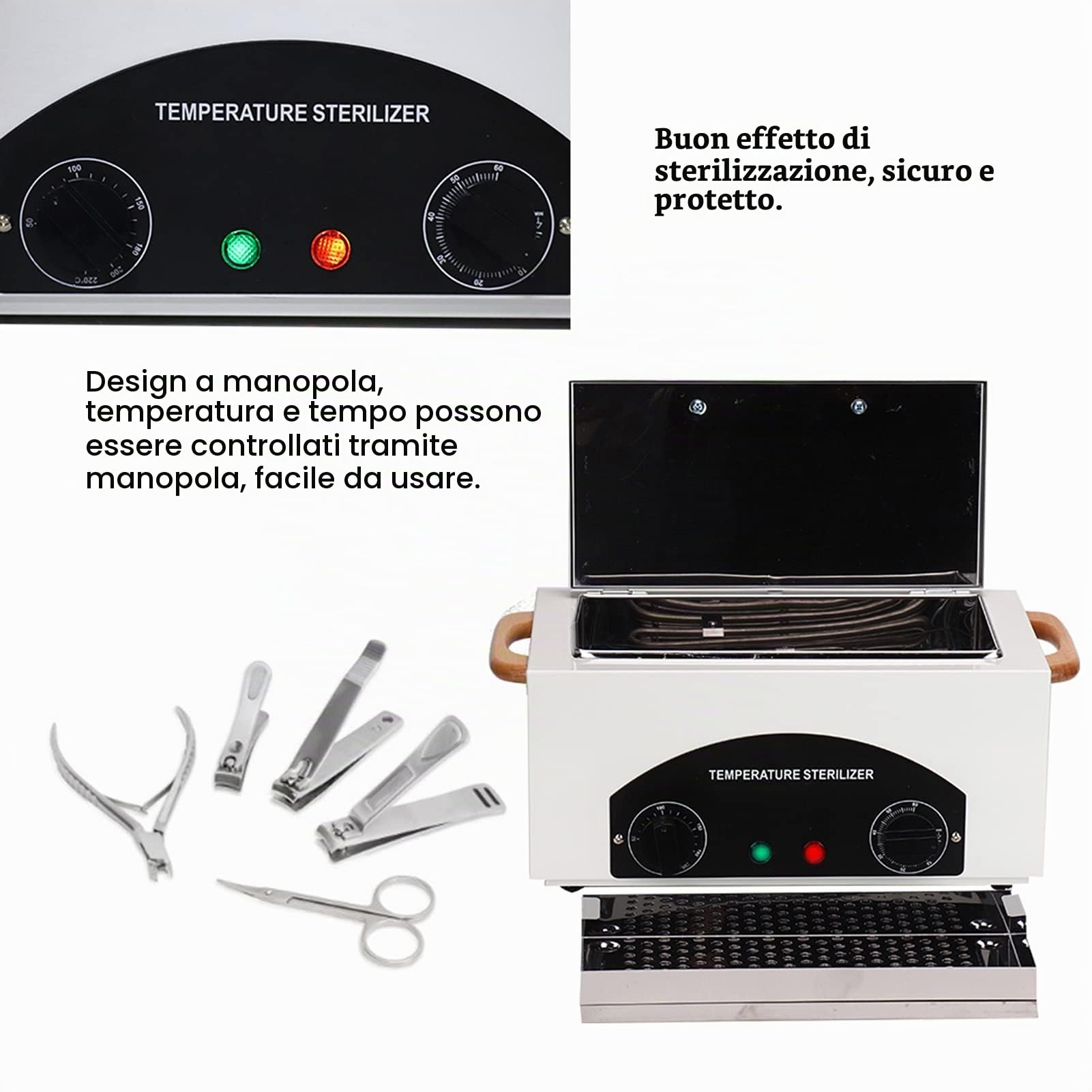Disinfezione dello sterilizzatore ad Aria Calda, Sterilizzatore a Calore Secco 300W Temperatura Regolabile Disinfezione ad Alta Temperatura per Strumenti, per Cosmetici Cura dei Piedi Strumenti per