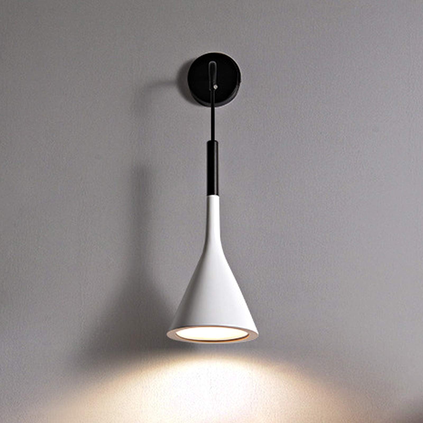 Muteiki Indoor Outdoor Spotlight,Led Wall Lamp Bedside Reading Wall Mounted, Hanging Walls for Bedrooms, Height Adjustable Wall Fitting Indoor Wall Sconcesing Spotlamp, Tricolor,Black/White