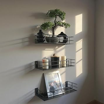 3'lü Set Dekoratif Metal Duvar Rafı - Minimalist Tasarım, Dayanıklı ve Şık Raflar - 31cm/29cm/27cm
