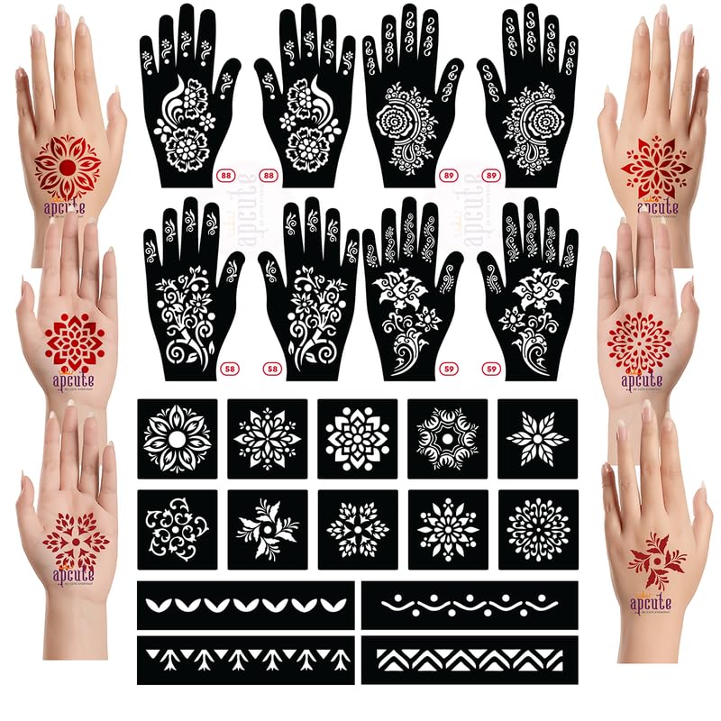 mehendi tattoo stickers Set of 22 pieces, mehandi stencils stickers tattoo for Women, Girls and Kids, Easy to Use in 4 Steps, 22p-S-313-picture-41