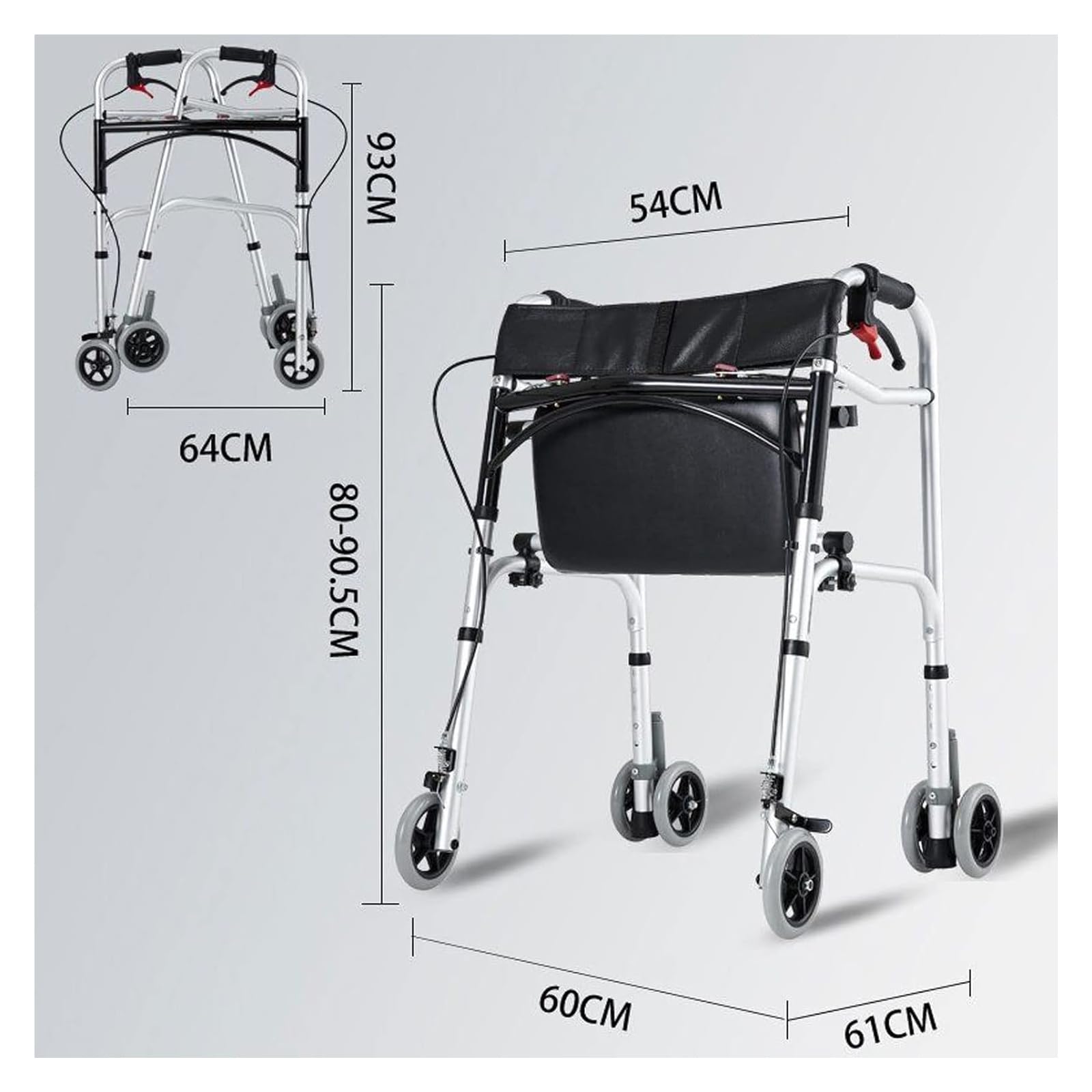Folding Walker, Lightweight Walkers for Seniors, Height-Adjustable Portable Medical Walker