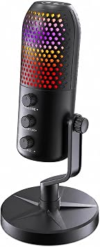 SINWE USB PC Mic with Noise Cancelation & Gain Control | Gaming Microphone for Streaming, Gaming, Podcasts, PC, PS4 -Includes Quick Mute & RGB Lighting
