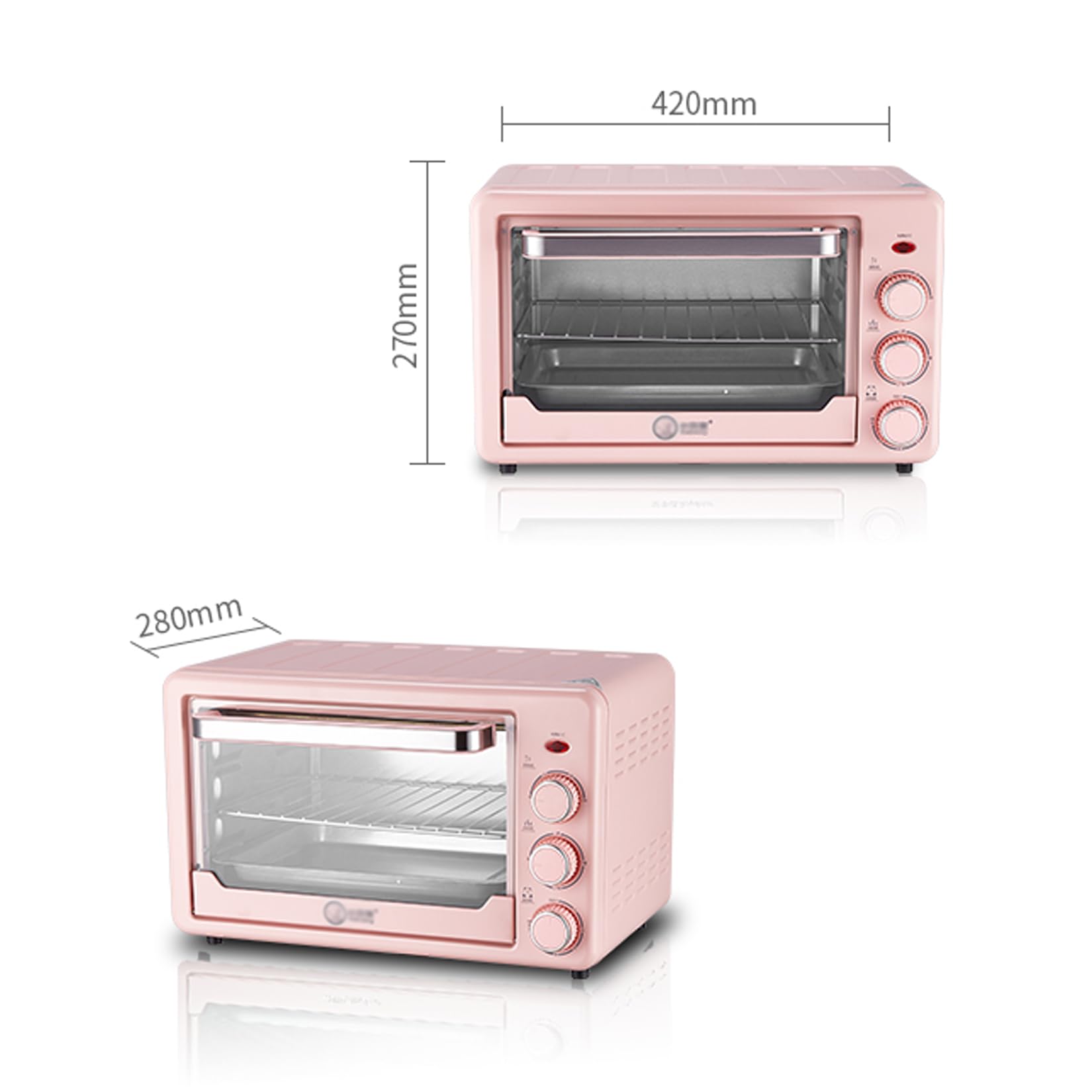 Fornetto Elettrico 22L,regolazione meccanica della manopola,controllo preciso della temperatura da 100℃ a 250℃,timer da 60 minuti,1500w,vassoio da forno incluso,rastrelliera,guanti speciali