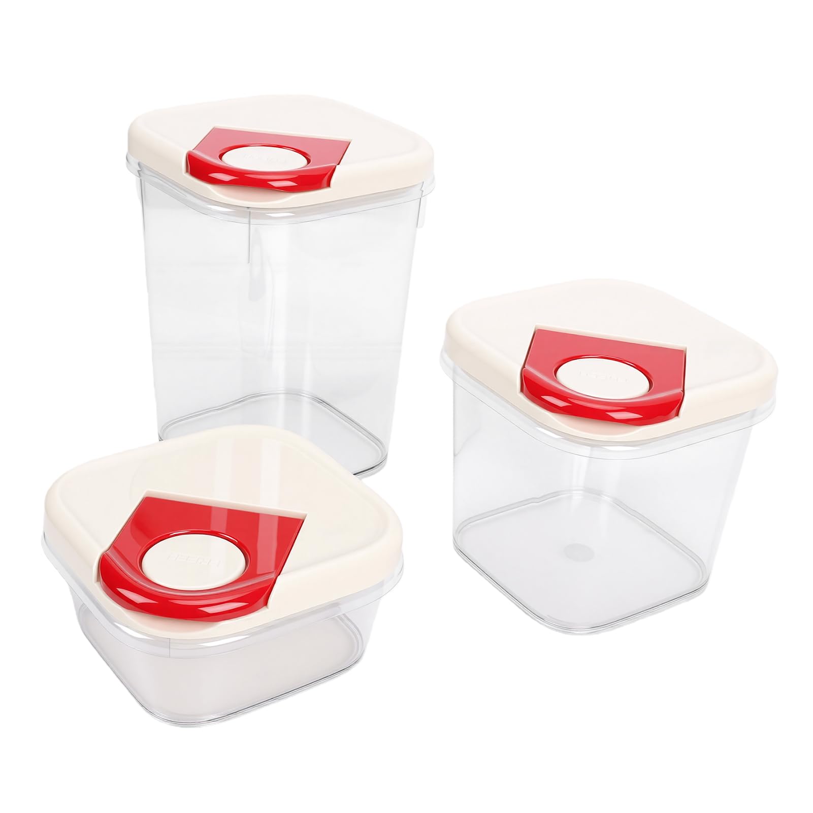 AUNMAS 3 Recipientes Herméticos para Almacenamiento de Alimentos, Botes de Alimentos, Caja de Almacenamiento de, Tarro de de con Diseño Transparente
